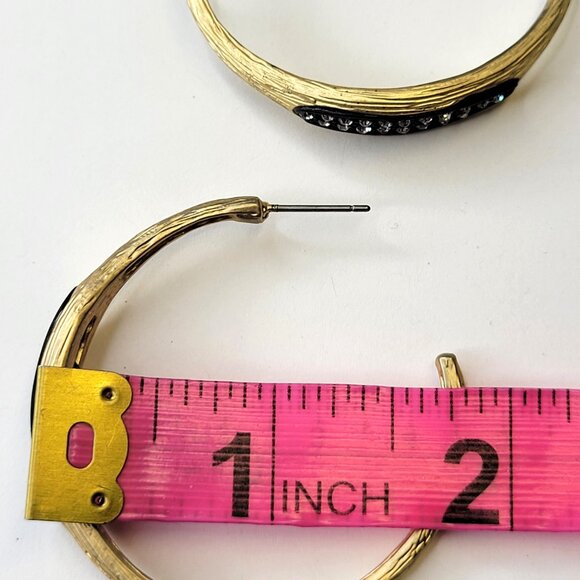 Gold Hoop Earrings With Crystals - Picture 9 of 10